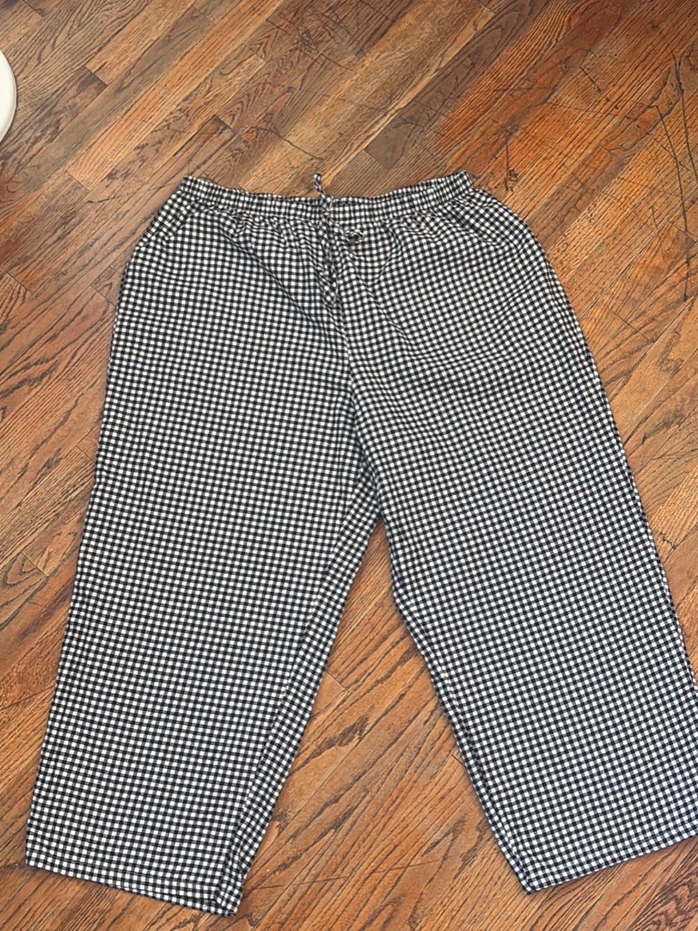 Black & White Gingham Wide-Leg Pants